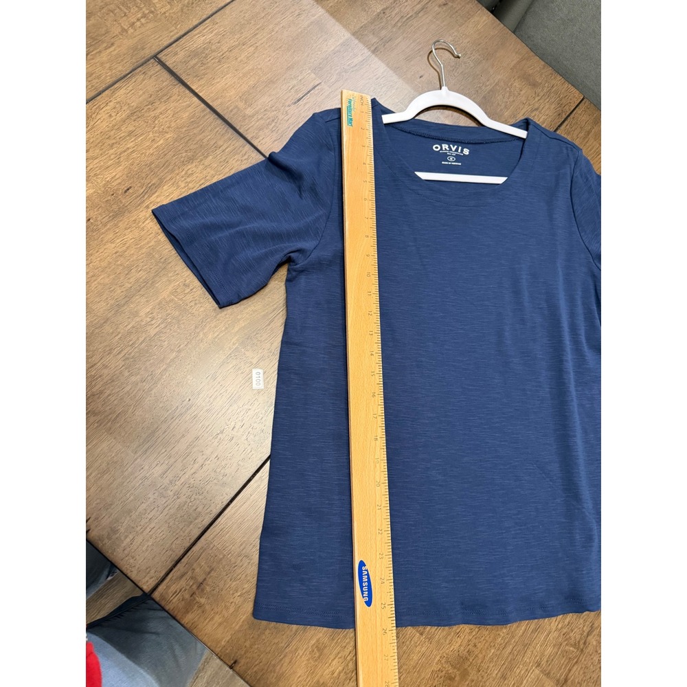 Orvis Classic Collection Navy Blue Slub Knit Scoop Neck Short Sleeve Tee Shirt M - Picture 4 of 5